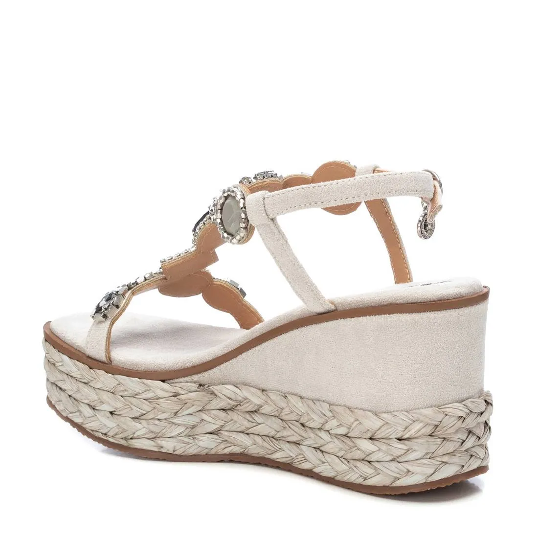XTI Grey Jewelled Wedge Sandals
