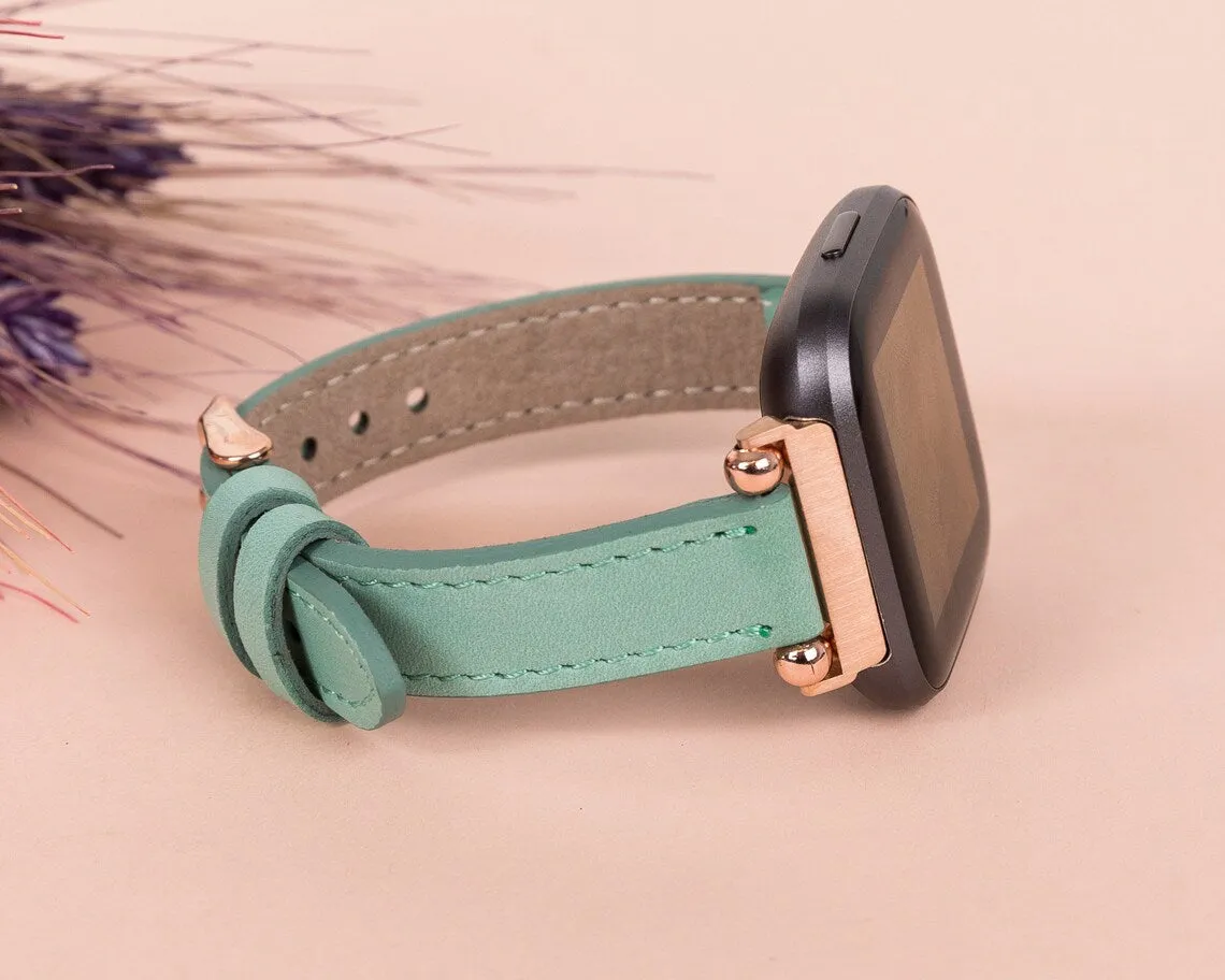 York Slim Leather Watch Band for Apple Series 7 6 5 4 3 2 1 & SE & Fitbit Versa 3 2 1/SENSE Band