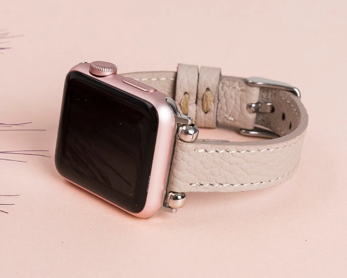 York Slim Leather Watch Band for Apple Series 7 6 5 4 3 2 1 & SE & Fitbit Versa 3 2 1/SENSE Band
