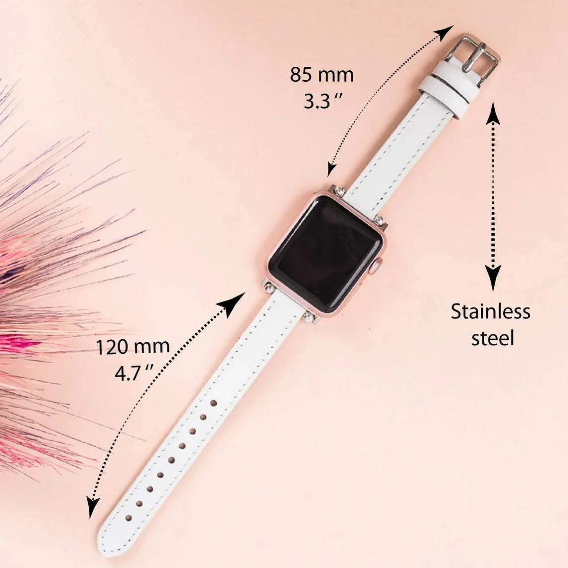 York Slim Leather Watch Band for Apple Series 7 6 5 4 3 2 1 & SE & Fitbit Versa 3 2 1/SENSE Band
