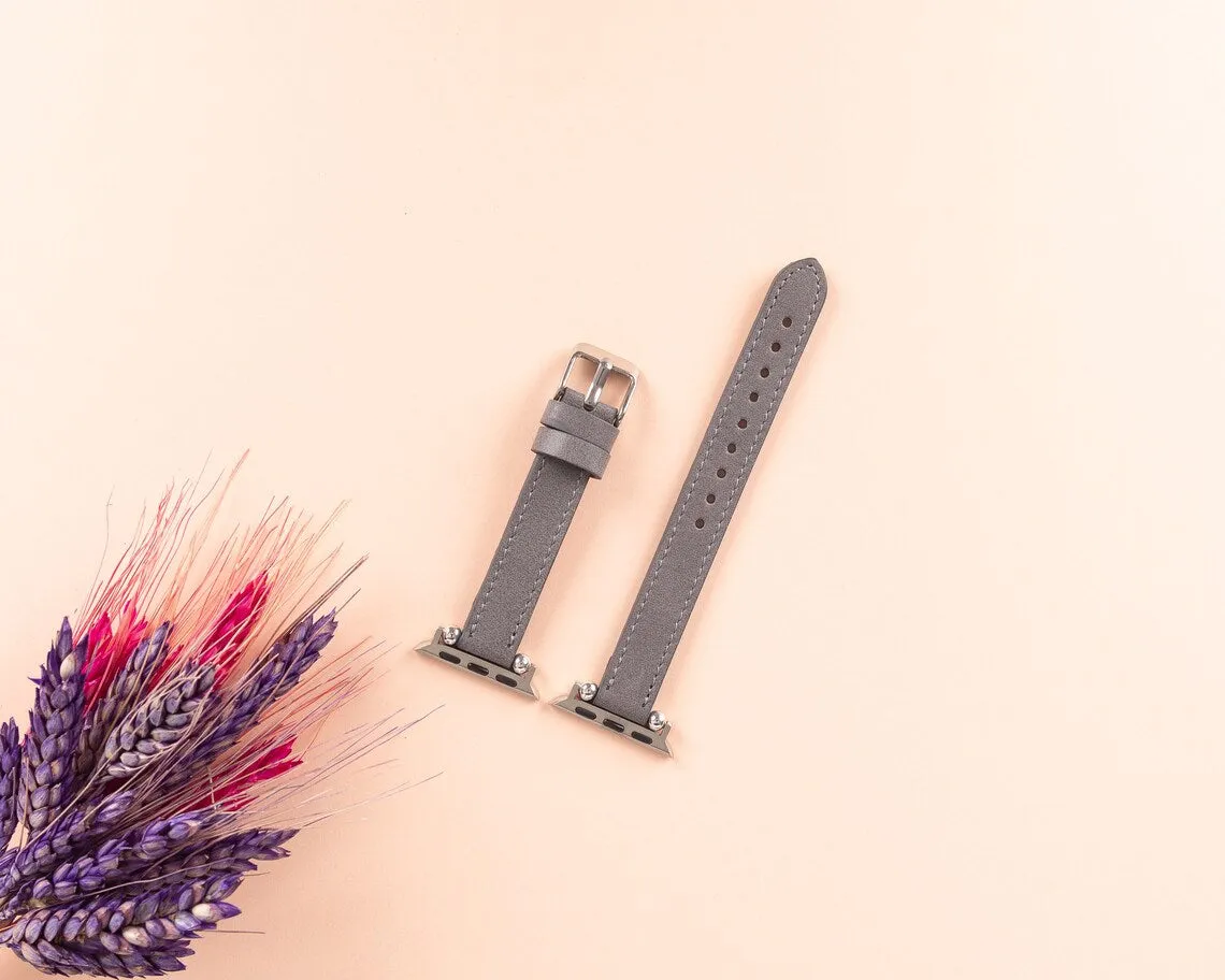 York Slim Leather Watch Band for Apple Series 7 6 5 4 3 2 1 & SE & Fitbit Versa 3 2 1/SENSE Band