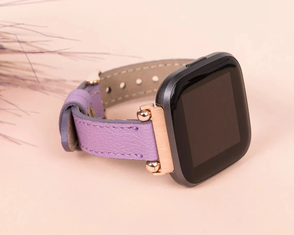 York Slim Leather Watch Band for Apple Series 7 6 5 4 3 2 1 & SE & Fitbit Versa 3 2 1/SENSE Band
