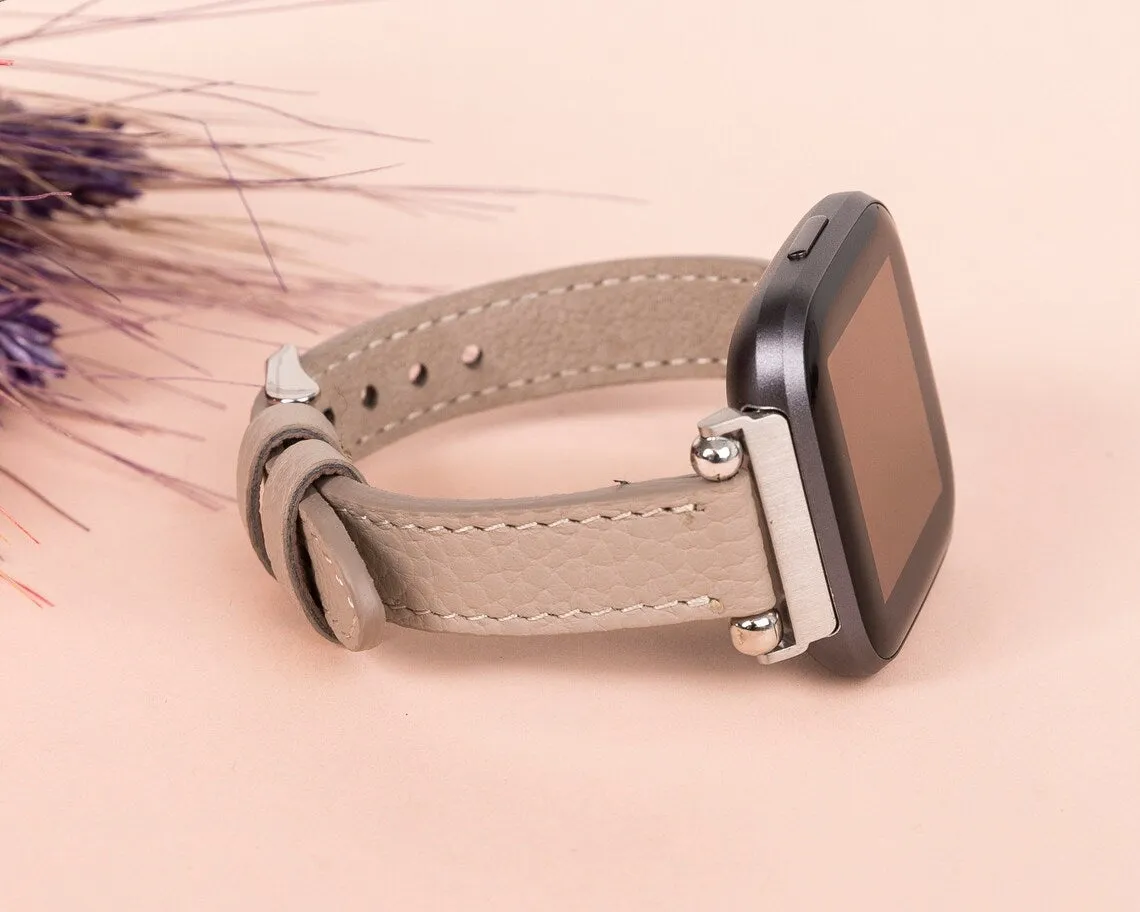 York Slim Leather Watch Band for Apple Series 7 6 5 4 3 2 1 & SE & Fitbit Versa 3 2 1/SENSE Band