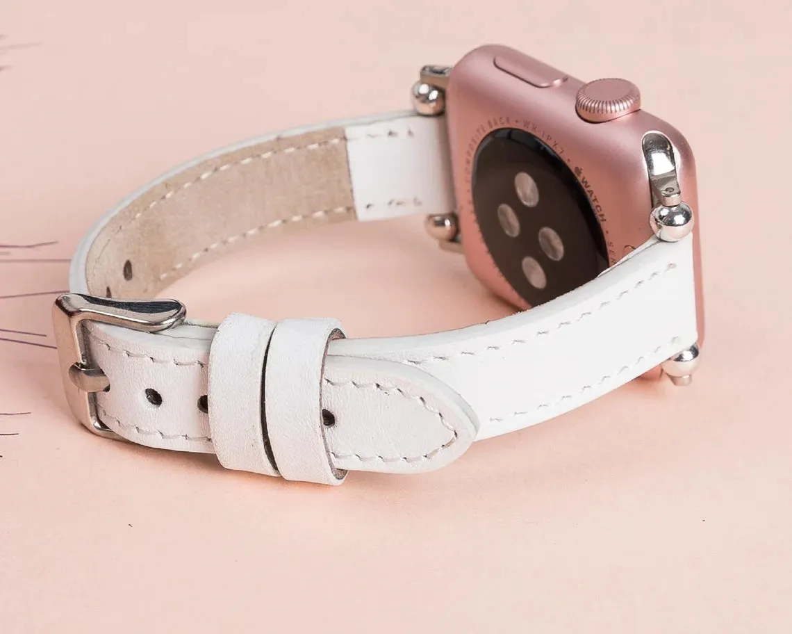 York Slim Leather Watch Band for Apple Series 7 6 5 4 3 2 1 & SE & Fitbit Versa 3 2 1/SENSE Band