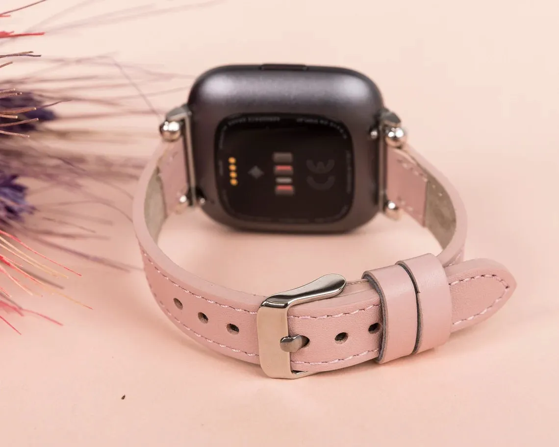 York Slim Leather Watch Band for Apple Series 7 6 5 4 3 2 1 & SE & Fitbit Versa 3 2 1/SENSE Band