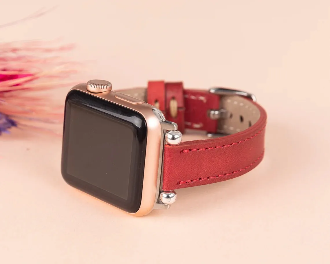 York Slim Leather Watch Band for Apple Series 7 6 5 4 3 2 1 & SE & Fitbit Versa 3 2 1/SENSE Band