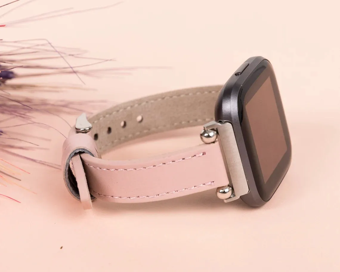 York Slim Leather Watch Band for Apple Series 7 6 5 4 3 2 1 & SE & Fitbit Versa 3 2 1/SENSE Band