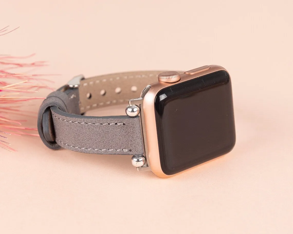 York Slim Leather Watch Band for Apple Series 7 6 5 4 3 2 1 & SE & Fitbit Versa 3 2 1/SENSE Band