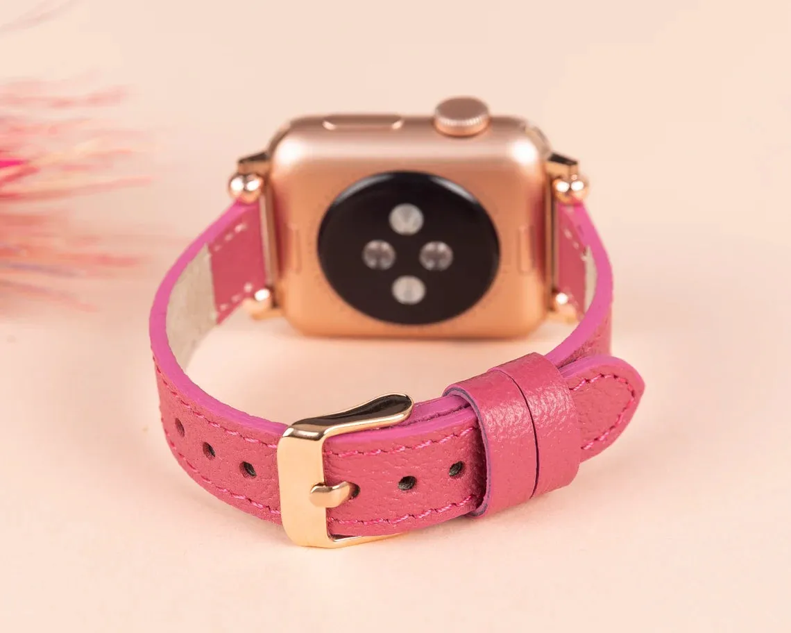 York Slim Leather Watch Band for Apple Series 7 6 5 4 3 2 1 & SE & Fitbit Versa 3 2 1/SENSE Band