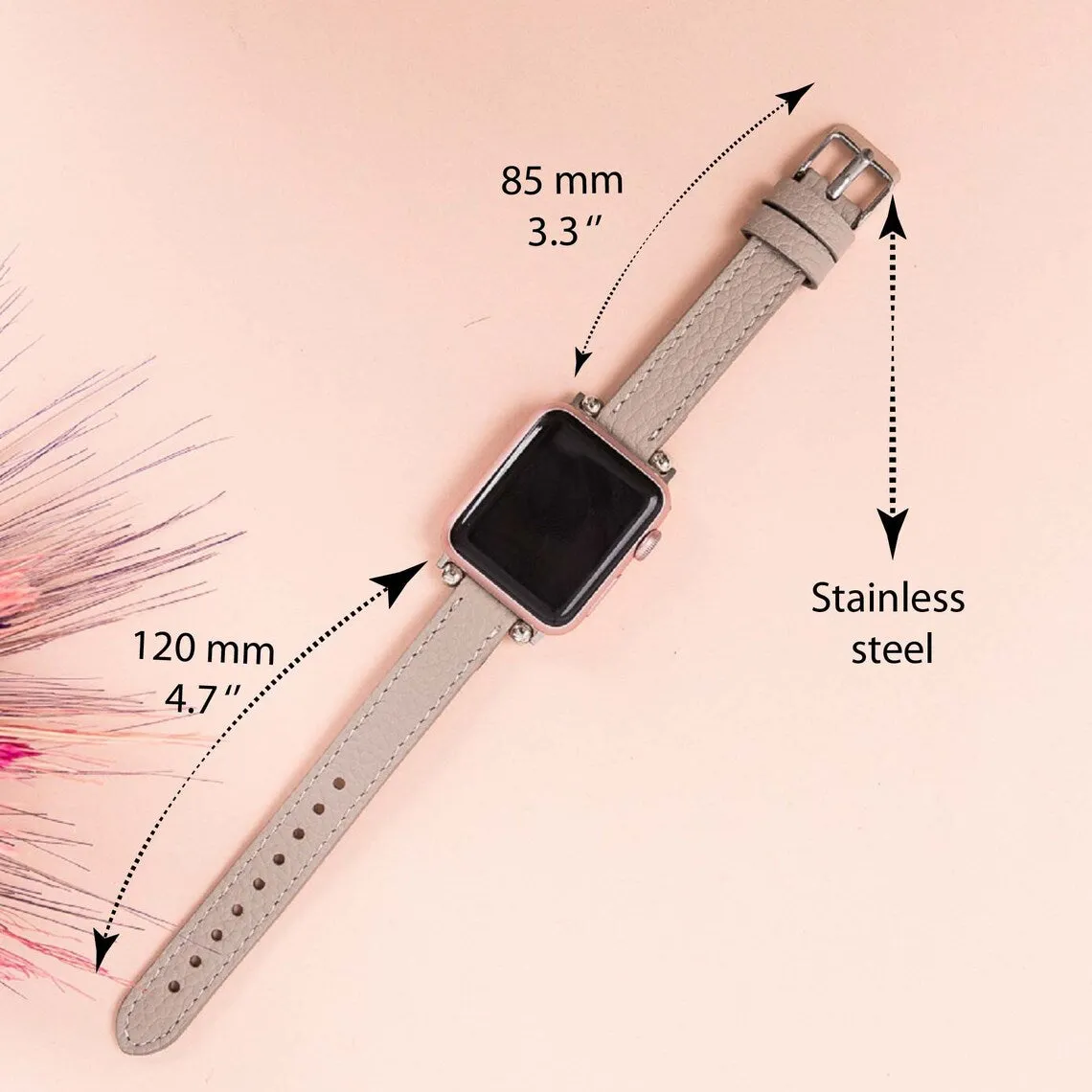 York Slim Leather Watch Band for Apple Series 7 6 5 4 3 2 1 & SE & Fitbit Versa 3 2 1/SENSE Band