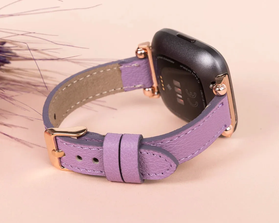 York Slim Leather Watch Band for Apple Series 7 6 5 4 3 2 1 & SE & Fitbit Versa 3 2 1/SENSE Band