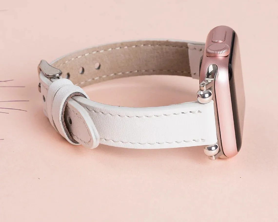 York Slim Leather Watch Band for Apple Series 7 6 5 4 3 2 1 & SE & Fitbit Versa 3 2 1/SENSE Band