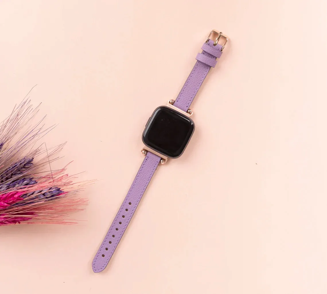 York Slim Leather Watch Band for Apple Series 7 6 5 4 3 2 1 & SE & Fitbit Versa 3 2 1/SENSE Band