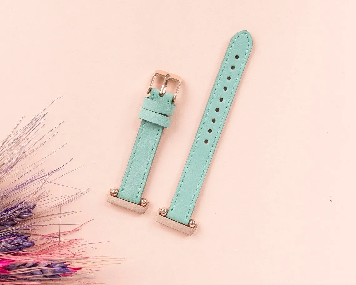 York Slim Leather Watch Band for Apple Series 7 6 5 4 3 2 1 & SE & Fitbit Versa 3 2 1/SENSE Band