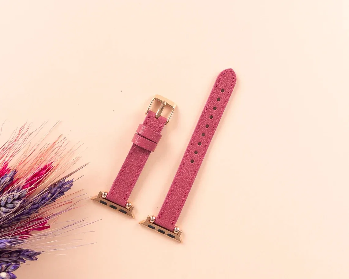 York Slim Leather Watch Band for Apple Series 7 6 5 4 3 2 1 & SE & Fitbit Versa 3 2 1/SENSE Band