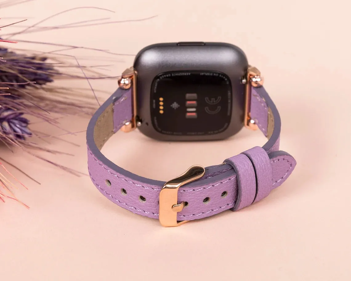 York Slim Leather Watch Band for Apple Series 7 6 5 4 3 2 1 & SE & Fitbit Versa 3 2 1/SENSE Band