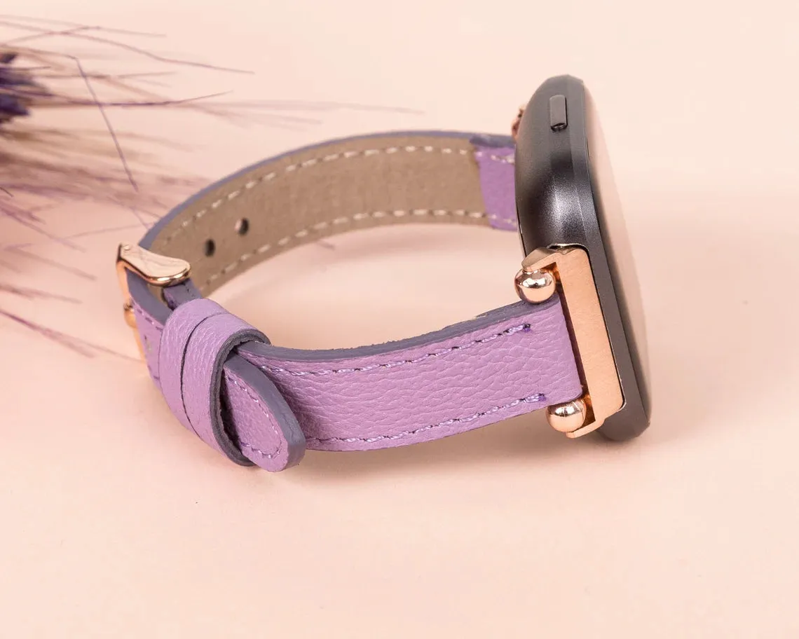 York Slim Leather Watch Band for Apple Series 7 6 5 4 3 2 1 & SE & Fitbit Versa 3 2 1/SENSE Band