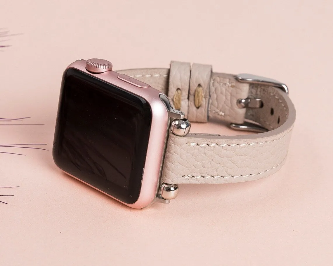 York Slim Leather Watch Band for Apple Series 7 6 5 4 3 2 1 & SE & Fitbit Versa 3 2 1/SENSE Band