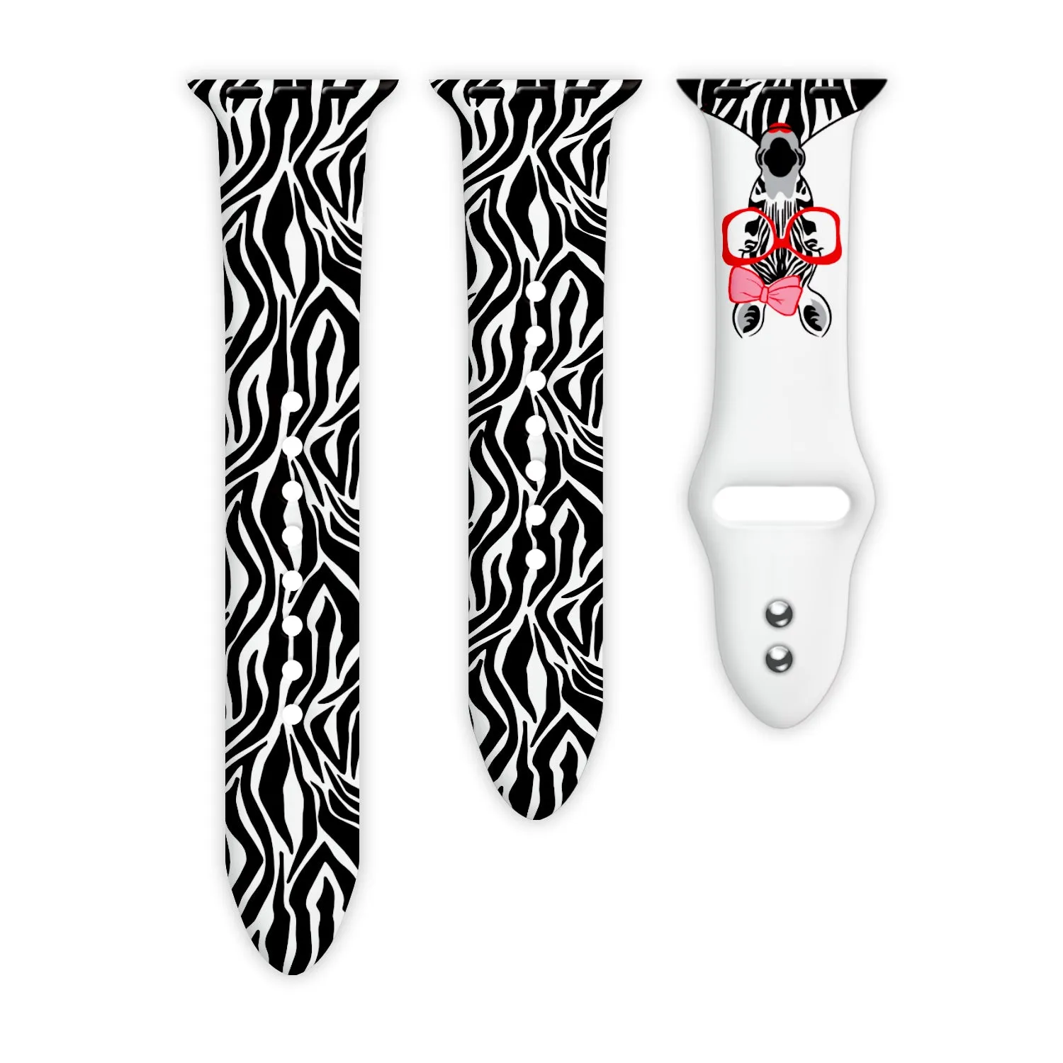 Zebra with a Twist Print | Silicone Watch Band for Apple Watch ®   Watch Face Incl.