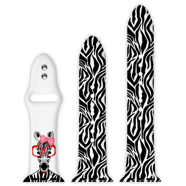 Zebra with a Twist Print | Silicone Watch Band for Apple Watch ®   Watch Face Incl.