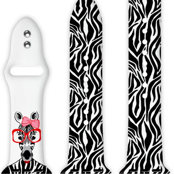 Zebra with a Twist Print | Silicone Watch Band for Apple Watch ®   Watch Face Incl.