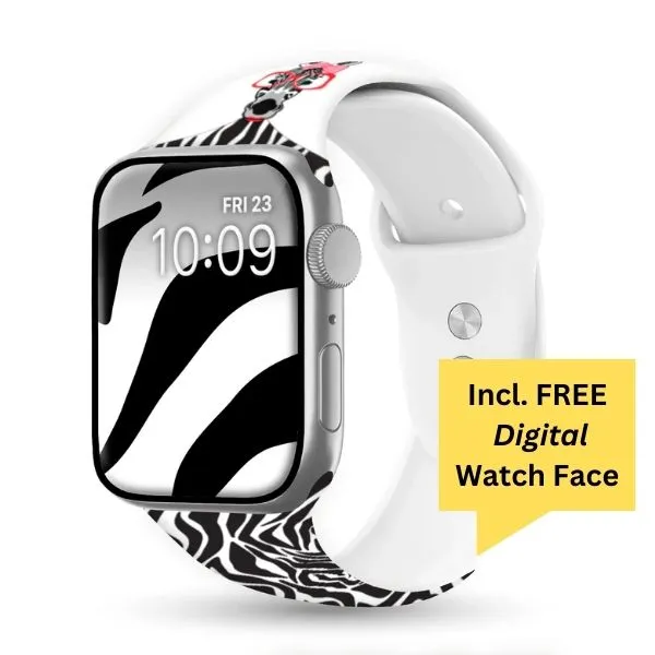 Zebra with a Twist Print | Silicone Watch Band for Apple Watch ®   Watch Face Incl.