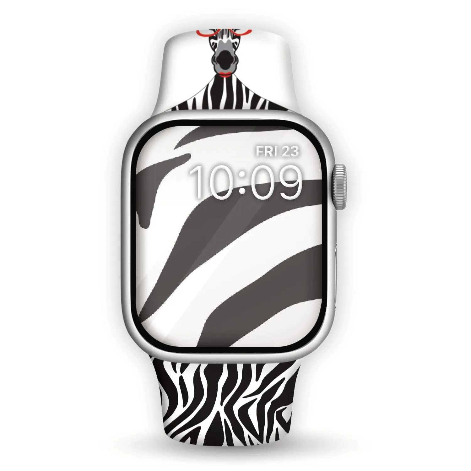 Zebra with a Twist Print | Silicone Watch Band for Apple Watch ®   Watch Face Incl.