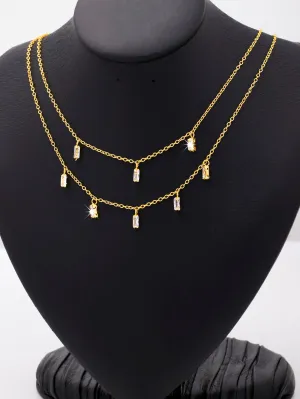 Zircon Charm Layered Necklace