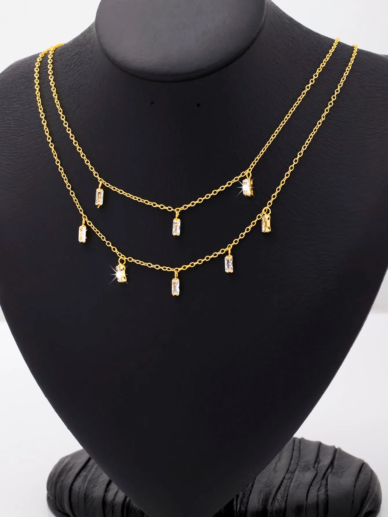 Zircon Charm Layered Necklace